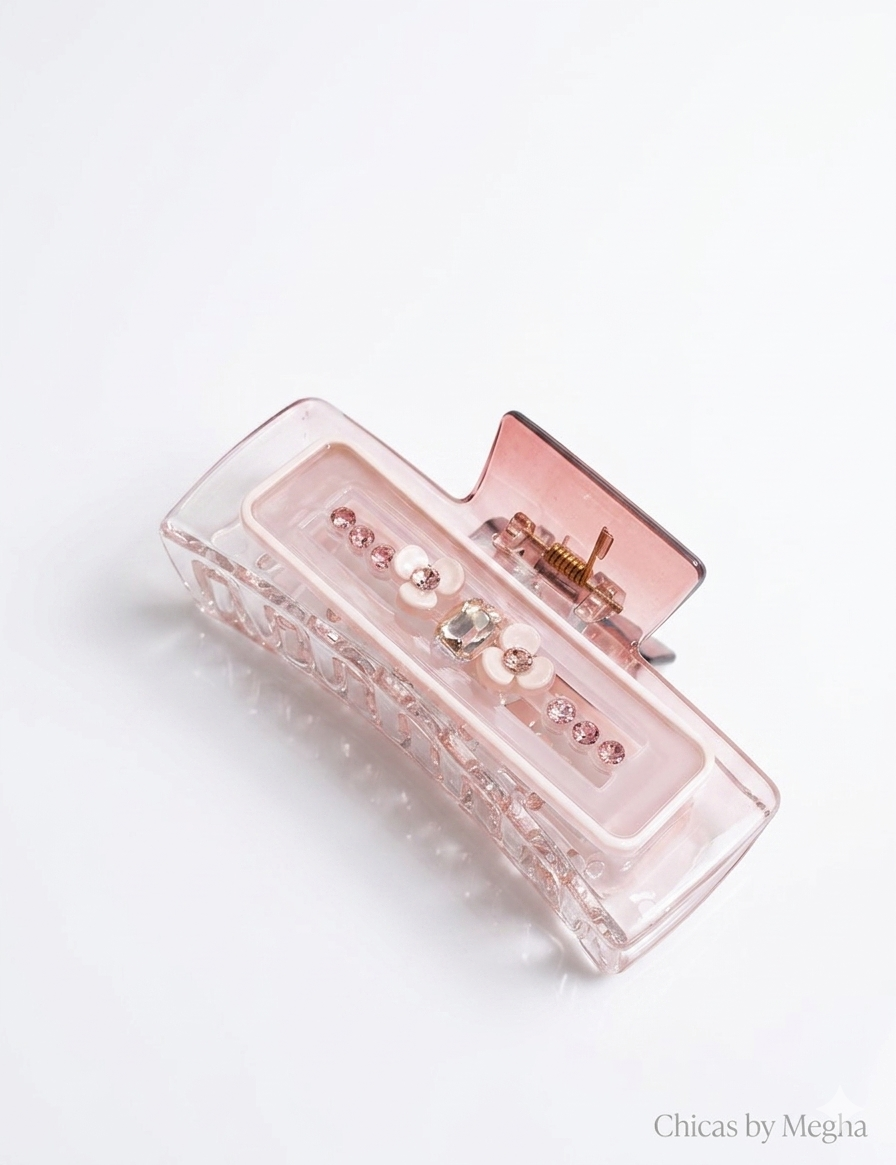 The Blossom & Gem Translucent Claw Clip ( Big Size)