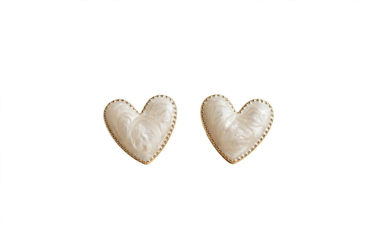 Heart Stud Earrings Mother of Pearl