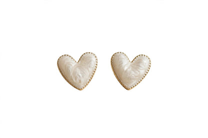 Heart Stud Earrings Mother of Pearl