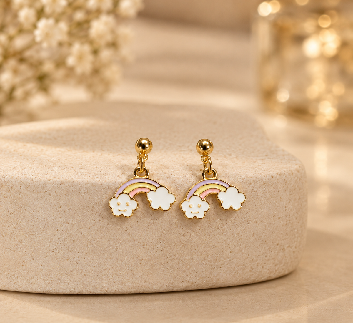 Happy Rainbow Cloud Drop Earrings