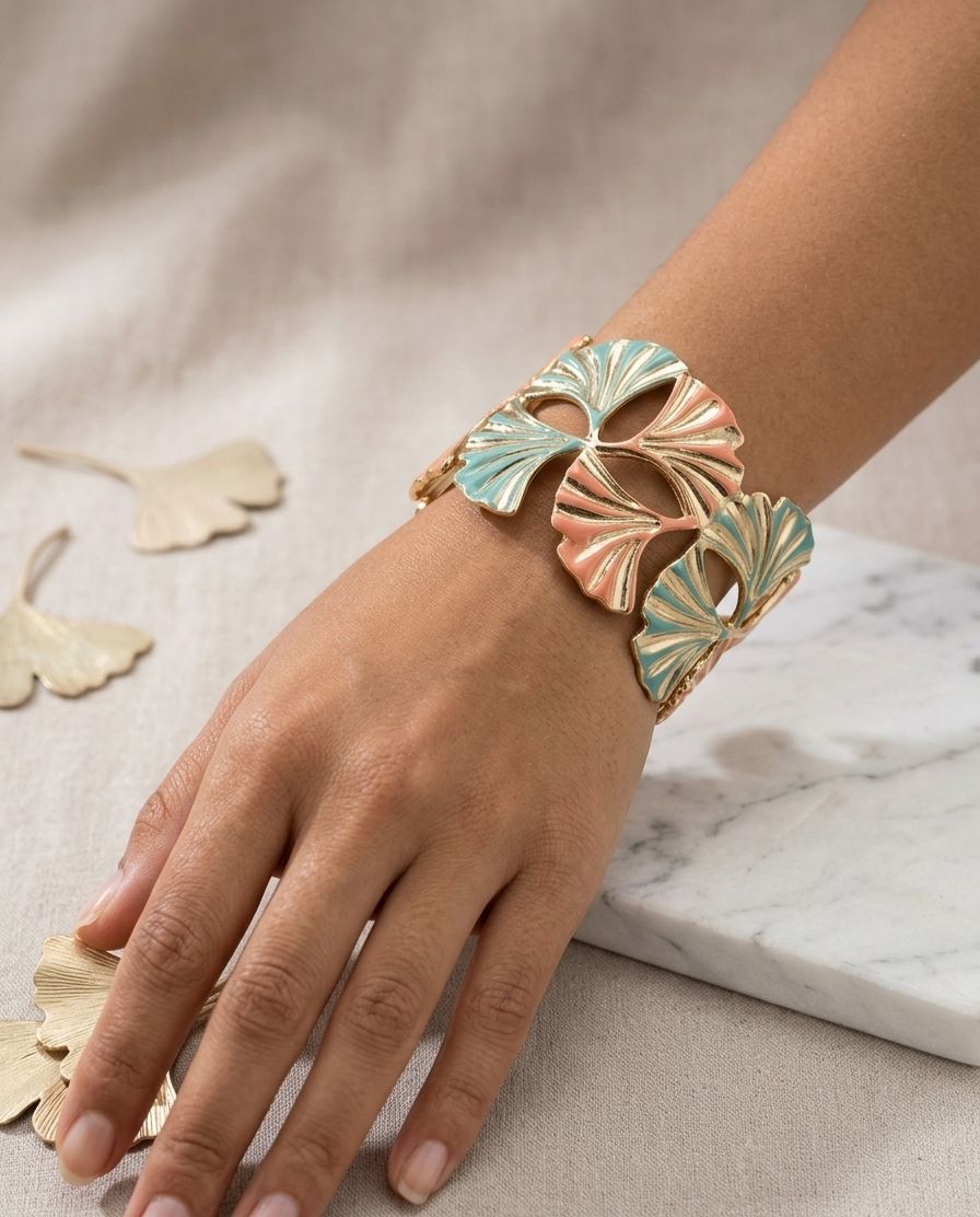 The Ginkgo Leaf Enamel Cuff