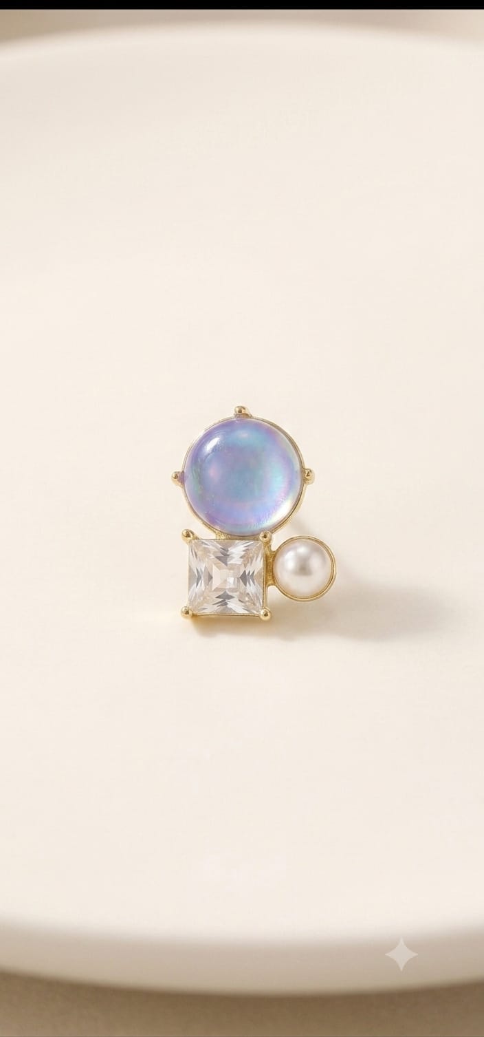 Aura Moonstone Crystal Cluster Stud Earrings