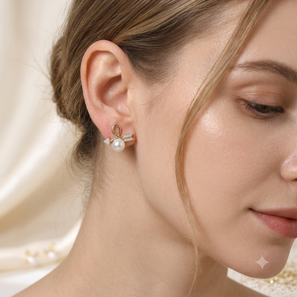 Cupid's Bow Pearl Studs