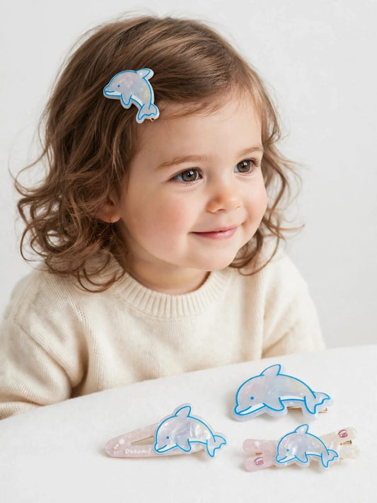 Cute Dolphin Hair Clips for Baby Girls - Pack of 3