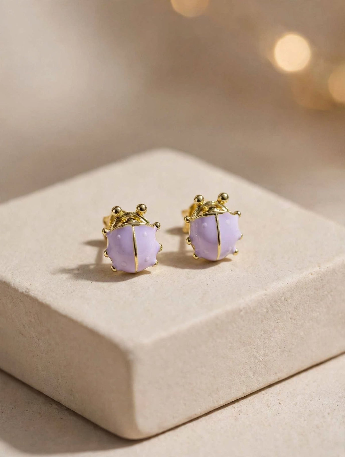 Enamel Ladybug Stud Earrings