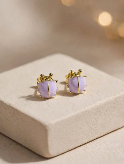 Enamel Ladybug Stud Earrings
