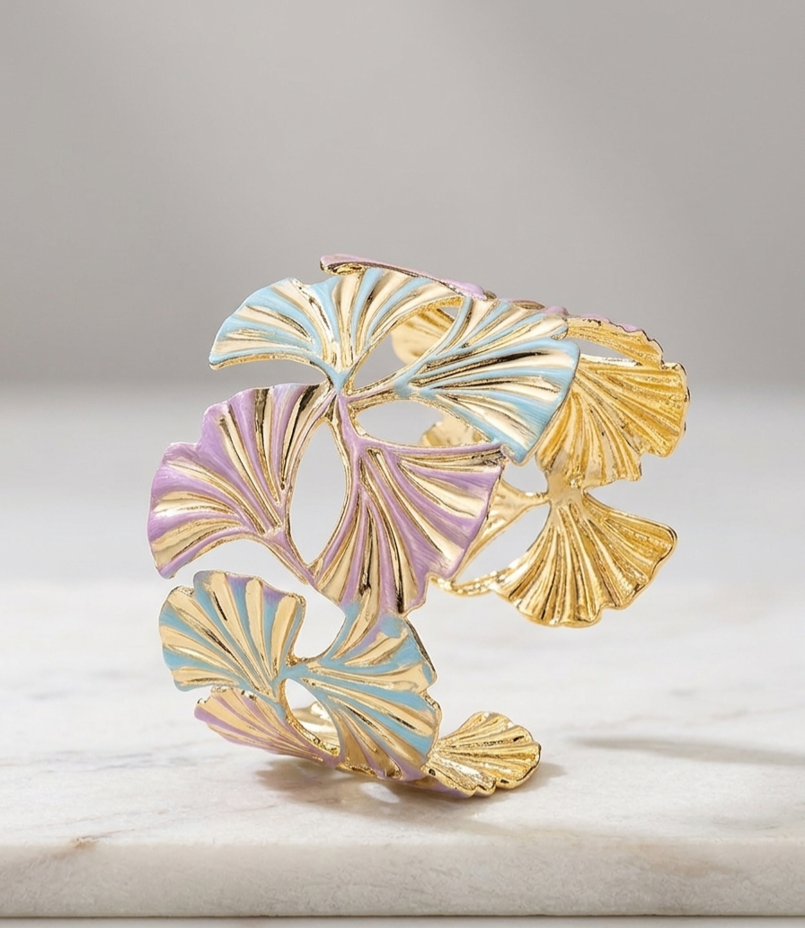 The Ginkgo Leaf Enamel Cuff