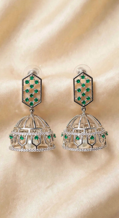 Noor Ruby Pearl Jhumka Earrings