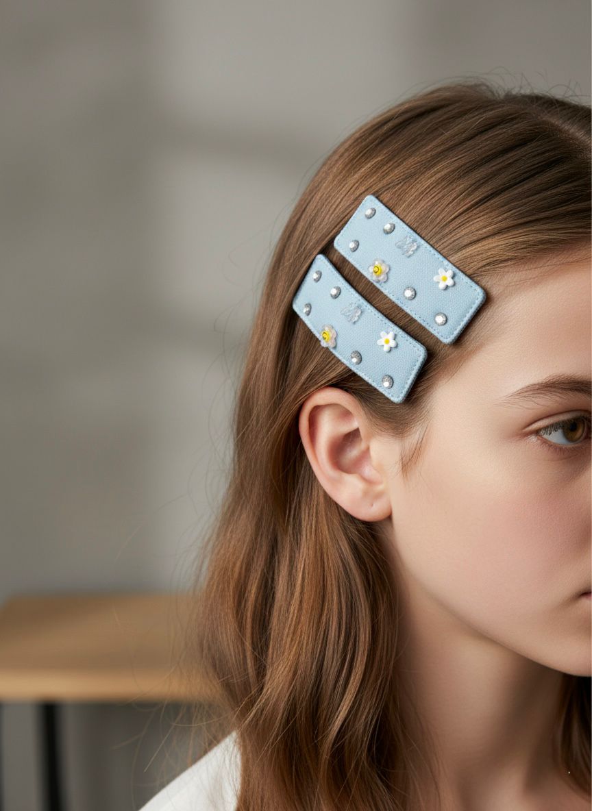 Soft Blue Charm Hair Clip Set