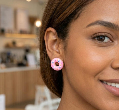 Glazed & Sprinkled Donut Stud