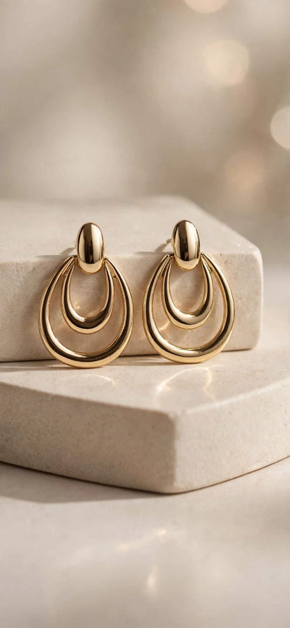 Infinity Double Hoop Drop Earrings