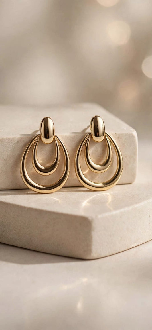 Infinity Double Hoop Drop Earrings