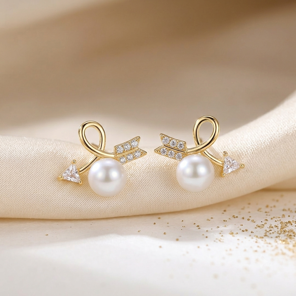 Cupid's Bow Pearl Studs