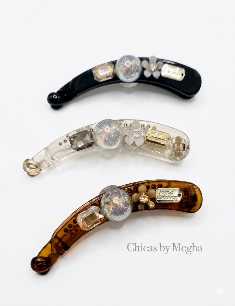 Eclipse Crystal Banana Clips