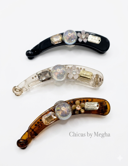 Eclipse Crystal Banana Clips