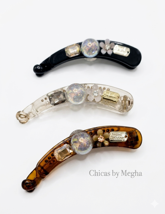 Eclipse Crystal Banana Clips