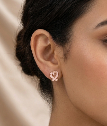 Sweetheart Ribbon Stud Earrings