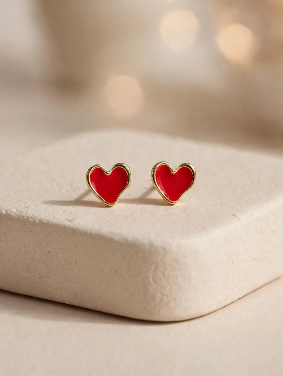 Mini Enamel Heart Stud Earrings