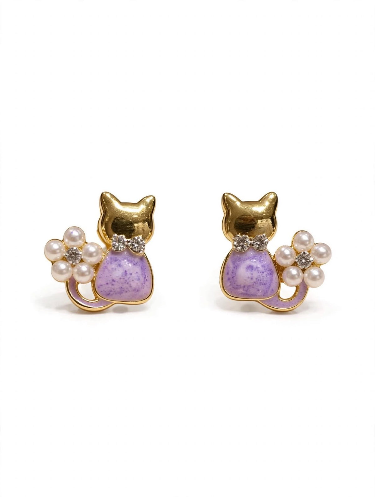 Pearl Paw Kitty Stud Earrings