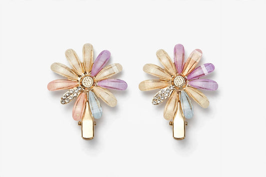 Pastel Rainbow Daisy Flower Hair Clip