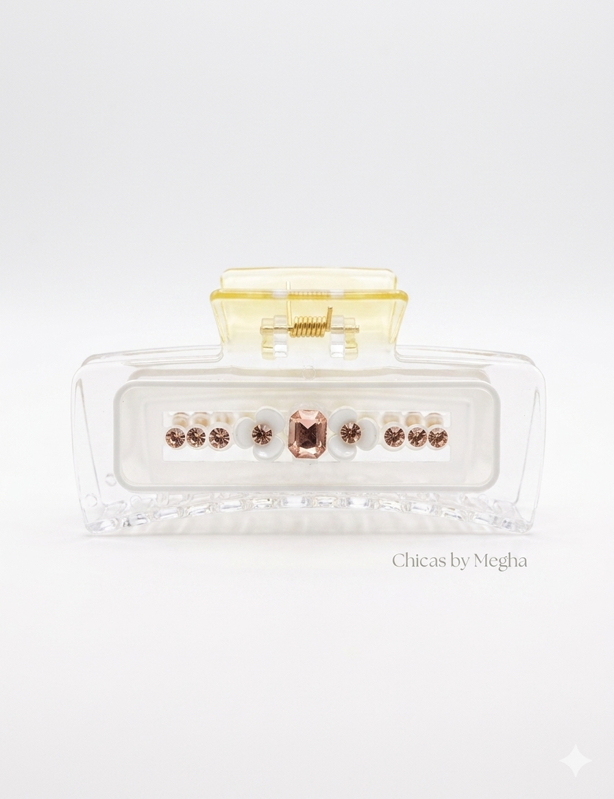 The Blossom & Gem Translucent Claw Clip ( Big Size)