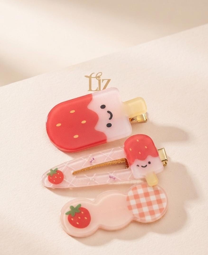 Berry Popsicle Hair Clip Set of 3
